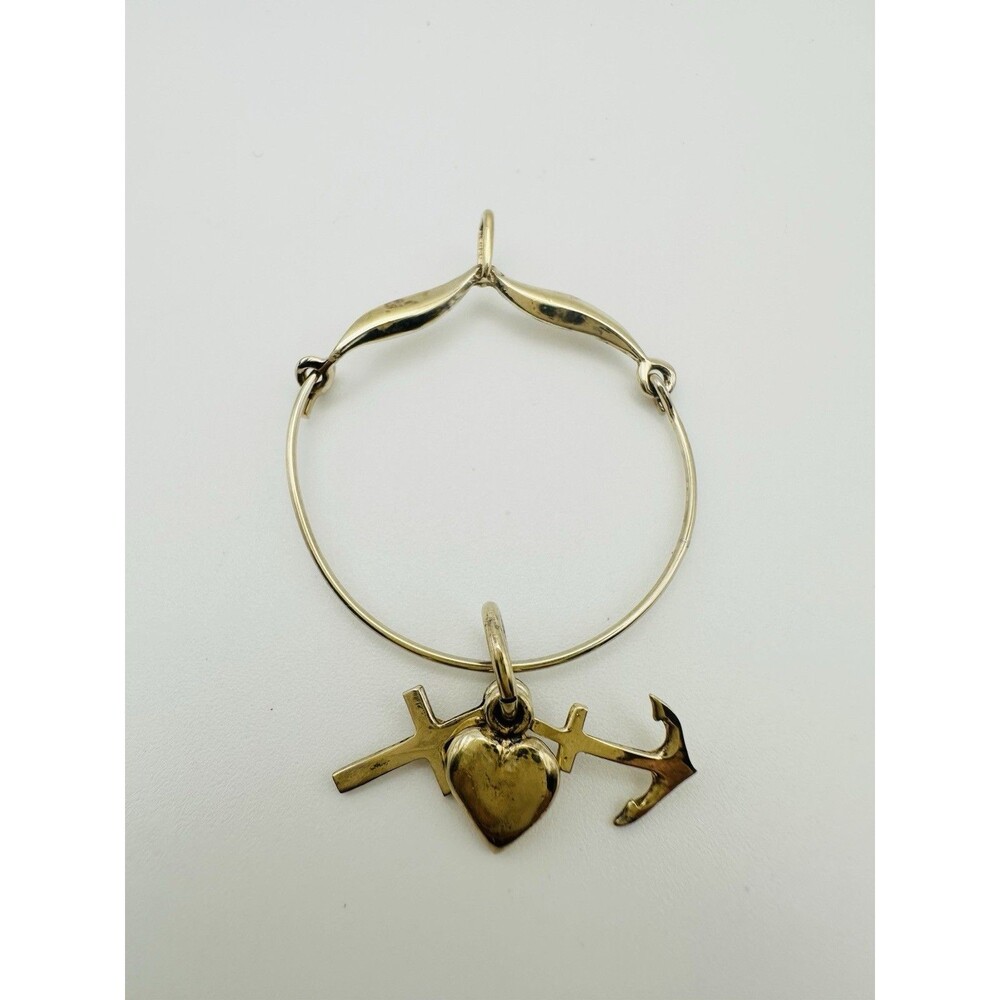 Vintage Gold Over Sterling Silver Anchor Cross Heart Charm Holder Pendant